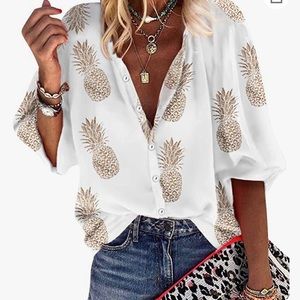 Pineapple Long Sleeve Blouse